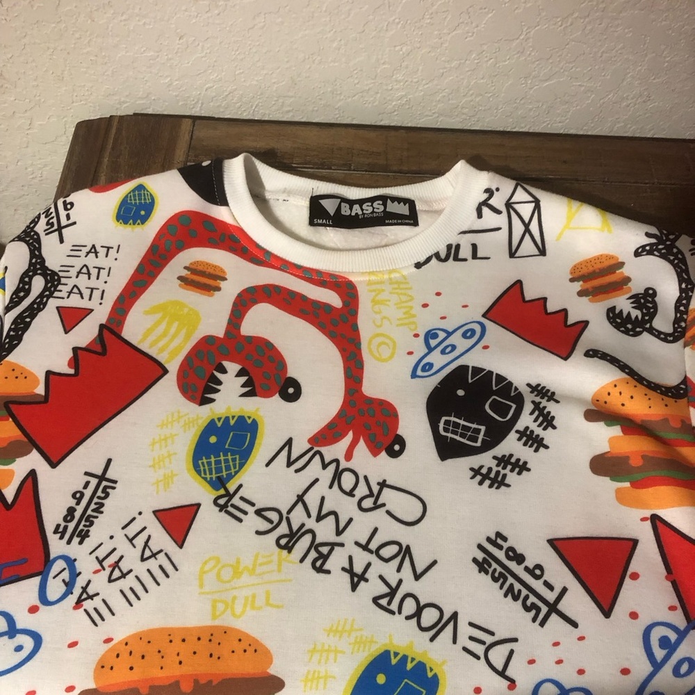 Bass by Ron Bass Graphic Long Sleeve ‘Devour A Burger’ Dress